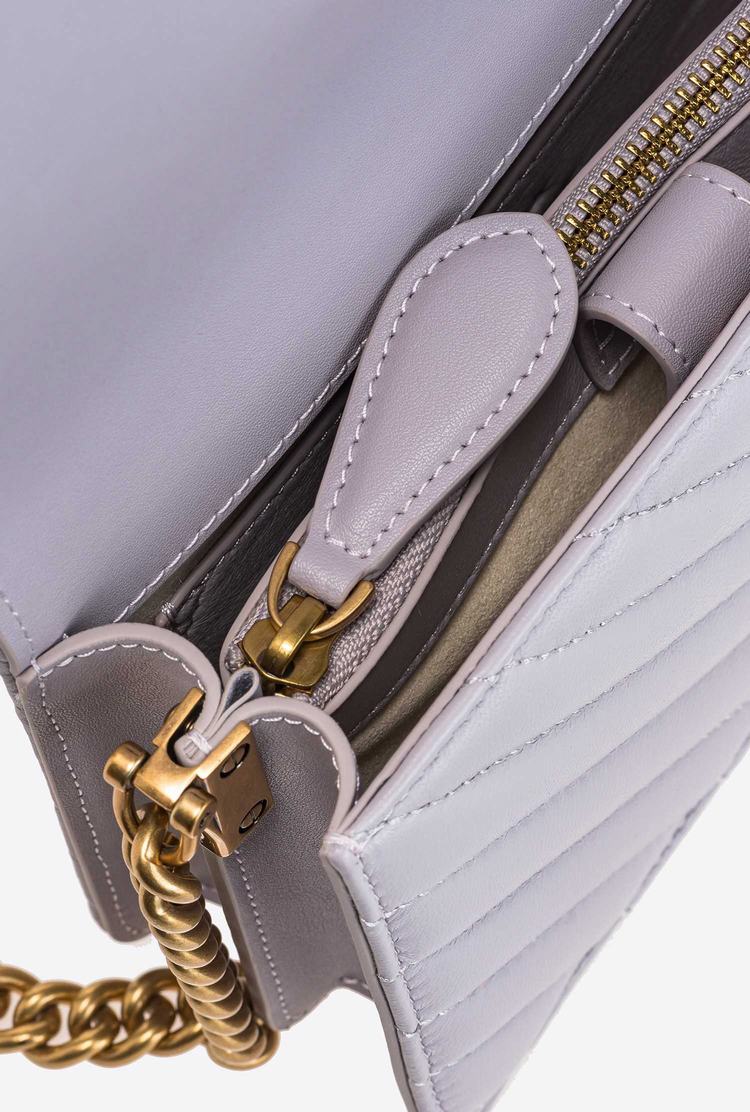 Women's Pinko Mini Love Bag Click Chevron Crossbody Bags Grey Gold | Australia-08613759