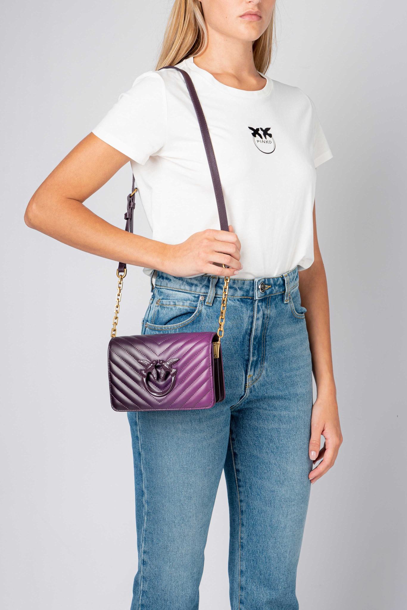 Women's Pinko Mini Love Bag Click Shaded Chevron Crossbody Bags Purple | Australia-54917029