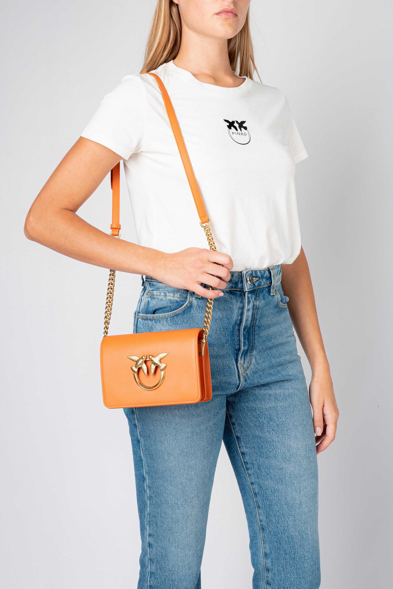 Women's Pinko Mini Love Bag Click Simply Crossbody Bags Orange Gold | Australia-20846139