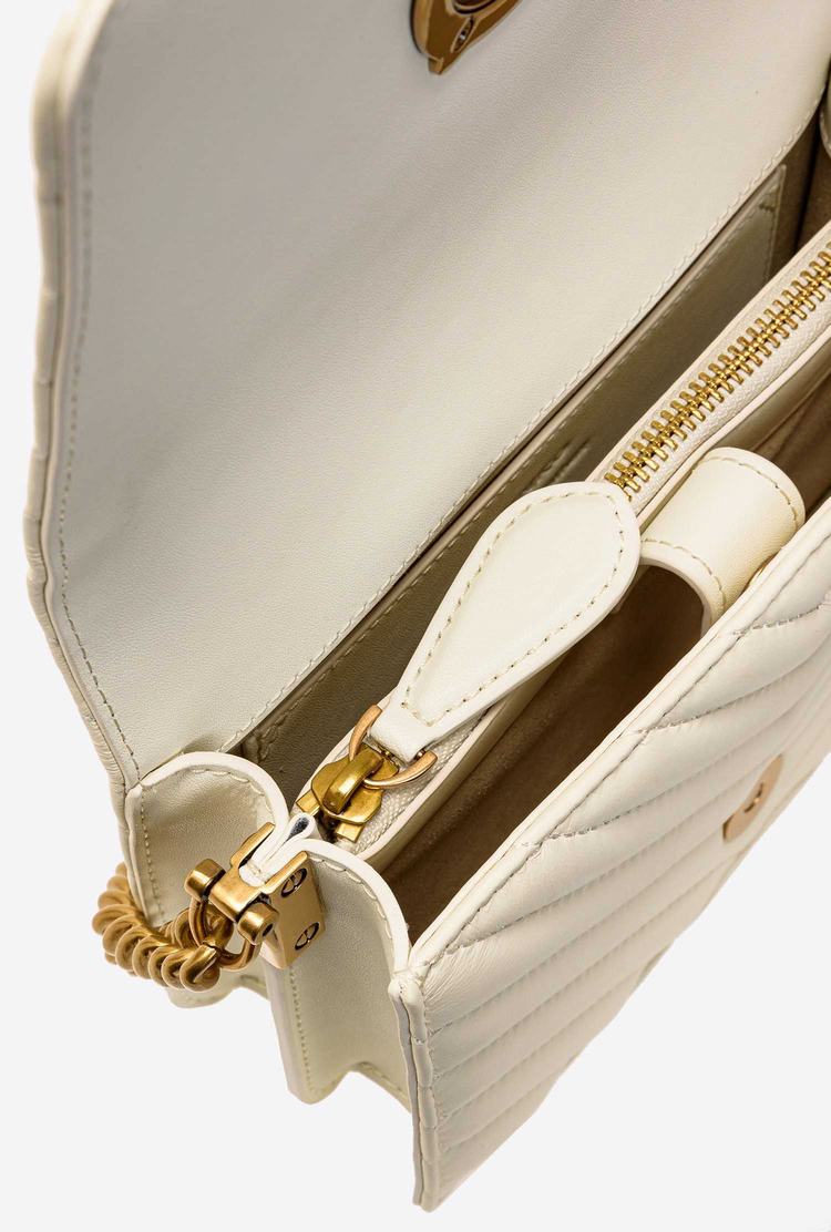 Women's Pinko Mini Love Bag Click V Quilt Crossbody Bags White Gold | Australia-37549609