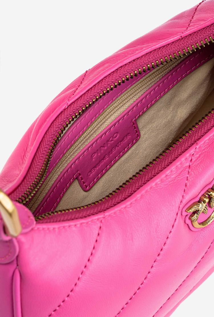 Women's Pinko Mini Love Bag Half Moon Maxi Quilt Shoulder Bags Fuchsia Gold | Australia-21085469