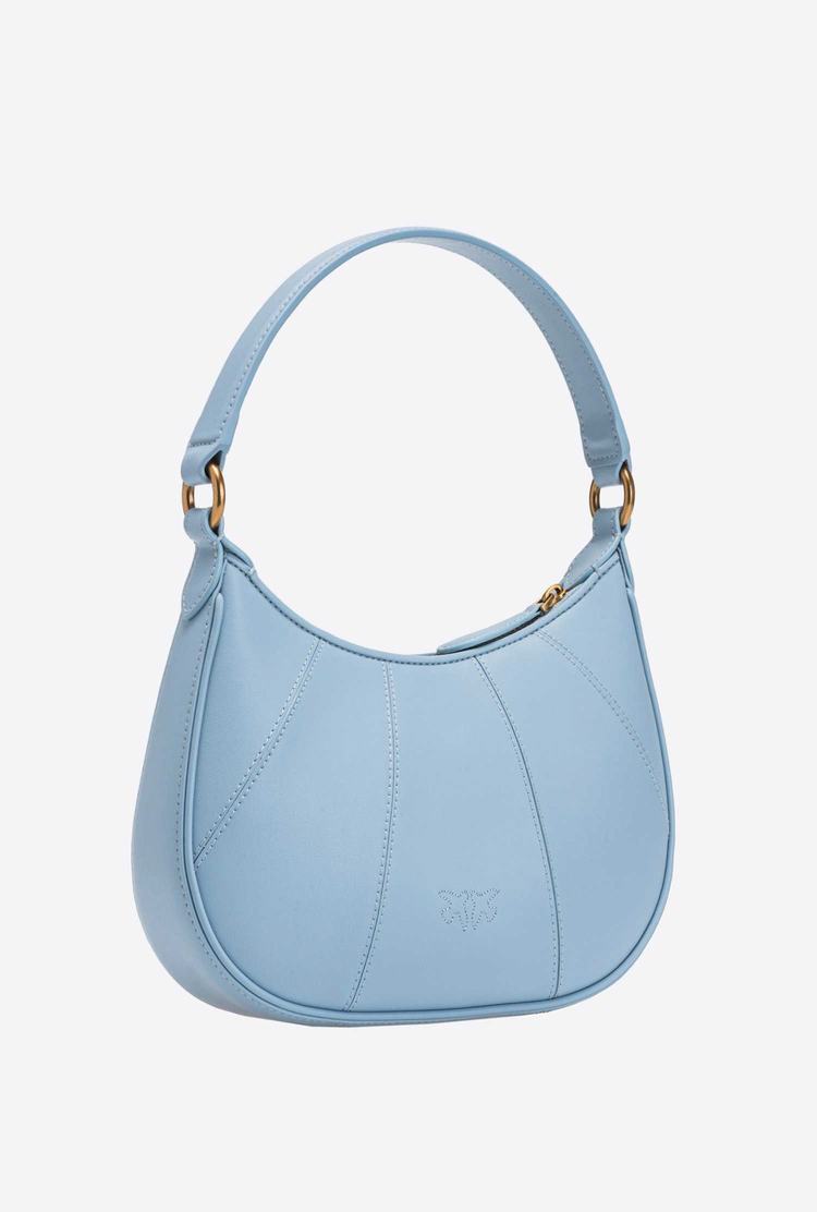 Women's Pinko Mini Love Bag Half Moon Simply Shoulder Bags Blue Light Gold | Australia-85906479