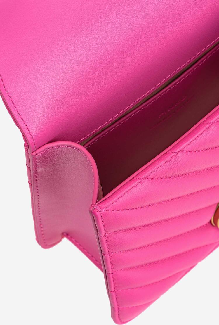 Women's Pinko Mini Love Bag Handle Chevron Handbag Fuchsia Gold | Australia-23641789