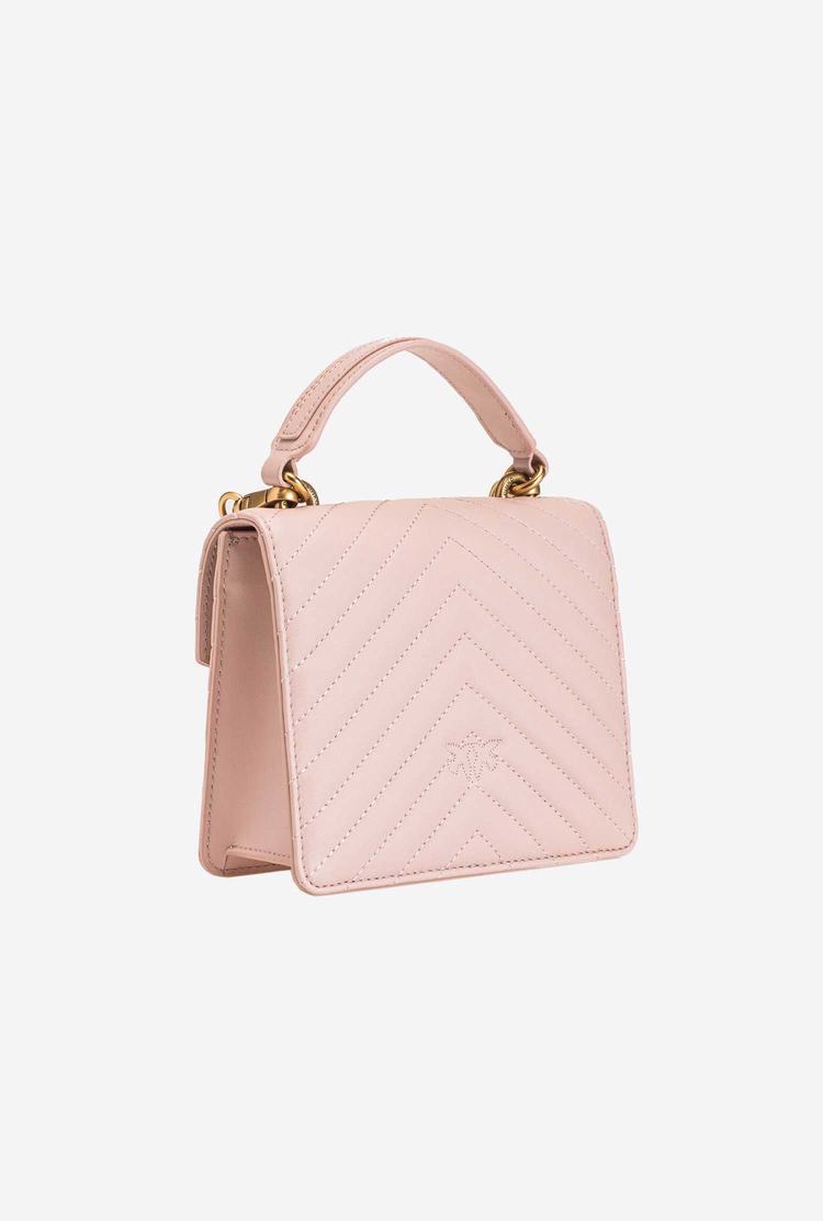 Women's Pinko Mini Love Bag Handle V Quilt Handbag Pink Gold | Australia-60953179