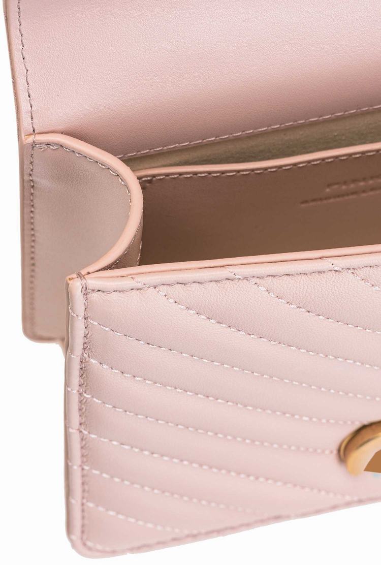 Women's Pinko Mini Love Bag Handle V Quilt Handbag Pink Gold | Australia-60953179