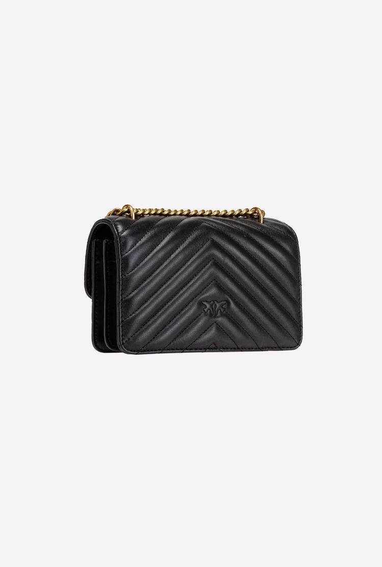 Women's Pinko Mini Love Bag Icon Chevron Shoulder Bags Black Gold | Australia-04816379