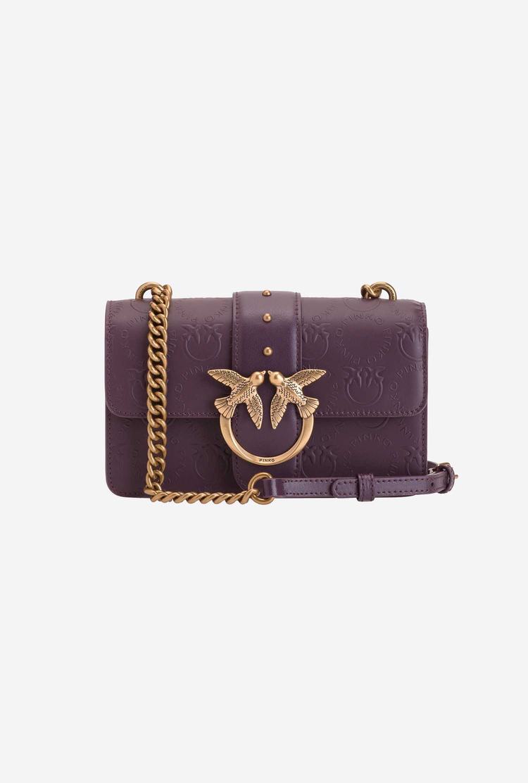 Women\'s Pinko Mini Love Bag Icon New Monogram Crossbody Bags Purple Gold | Australia-02369849