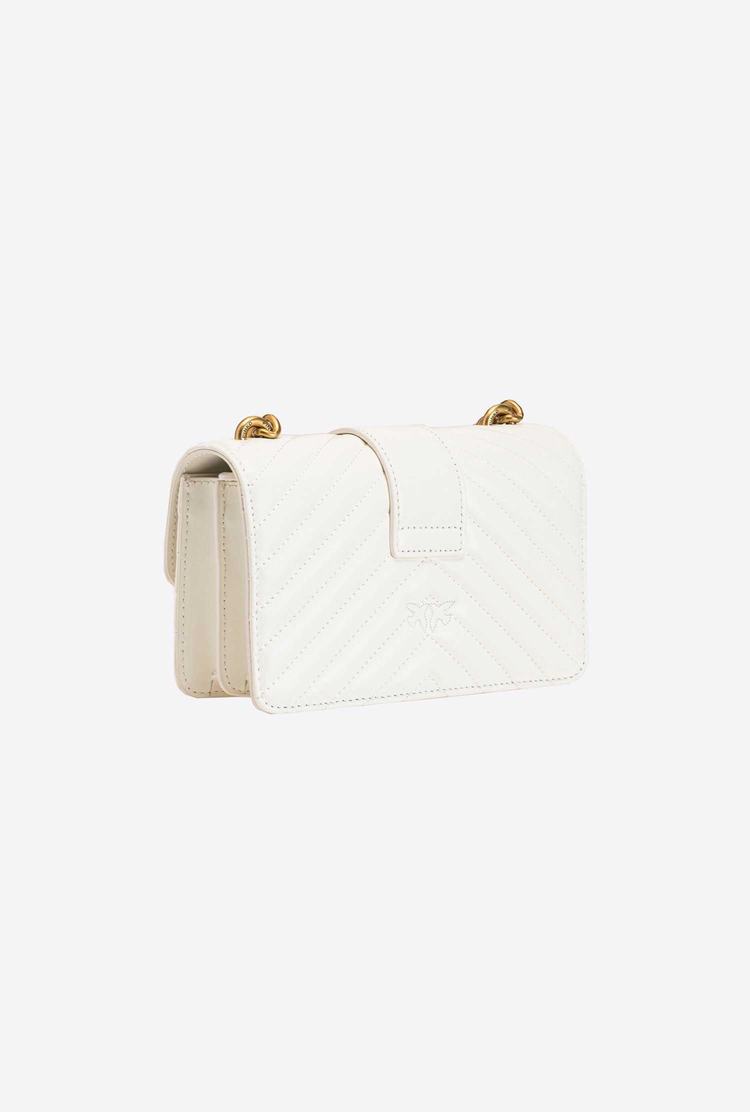 Women's Pinko Mini Love Bag Icon V Quilt Crossbody Bags White Gold | Australia-23167809