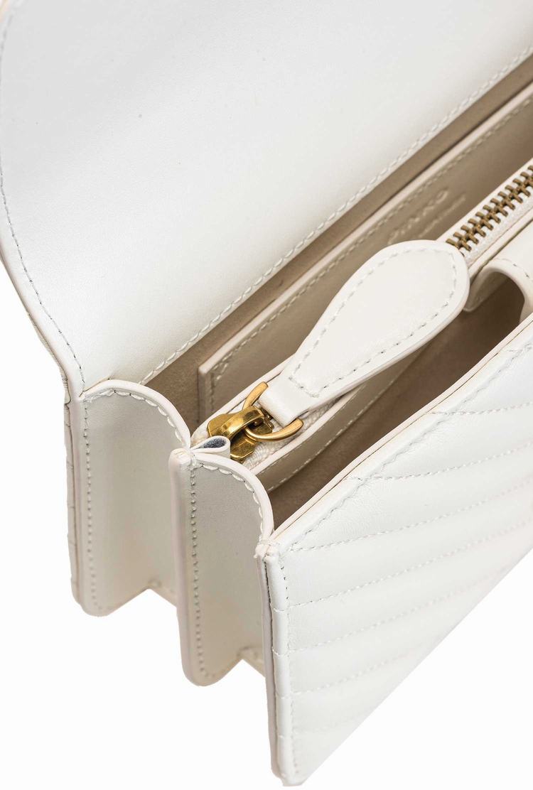 Women's Pinko Mini Love Bag Icon V Quilt Crossbody Bags White Gold | Australia-23167809