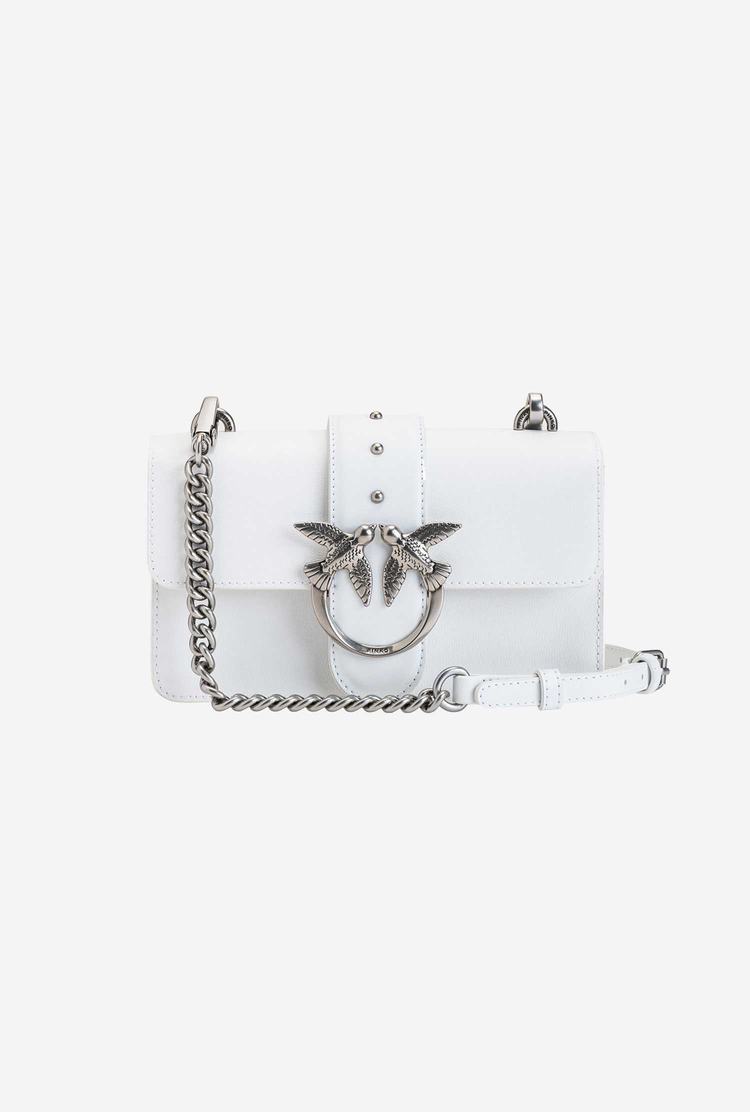 Women\'s Pinko Mini Love Bag Icon Vegan Recycled Crossbody Bags White Silver | Australia-87965439