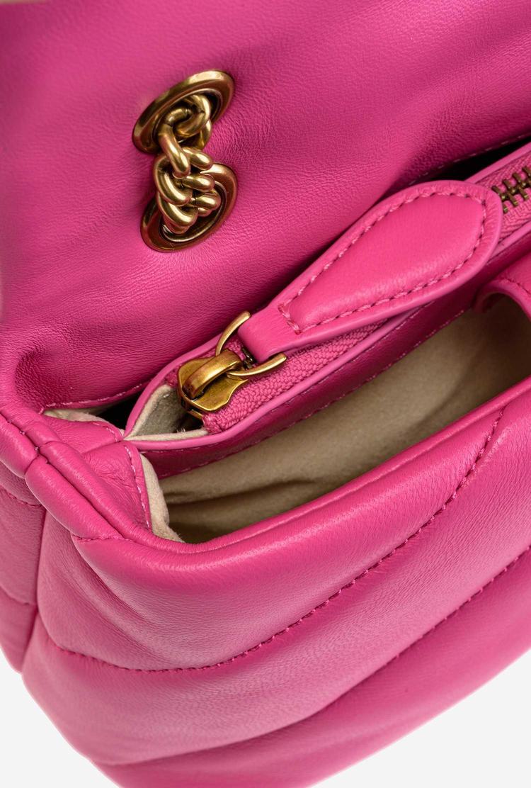 Women's Pinko Mini Love Bag Puff Maxi Quilt Shoulder Bags Fuchsia Gold | Australia-27138599