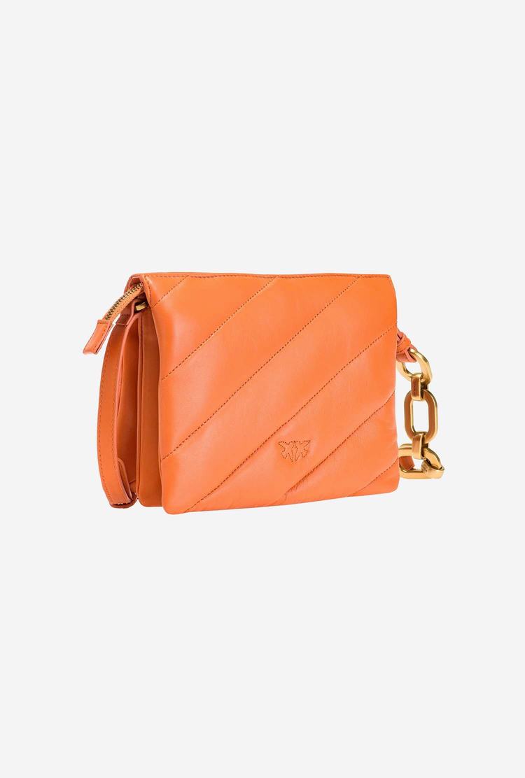 Women's Pinko Mini Twins Bag Maxi Quilt Crossbody Bags Orange Gold | Australia-58397619