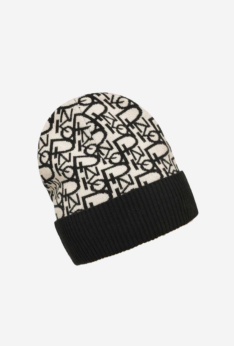 Women's Pinko Monogram Beanie Cream/Black | Australia-01839429