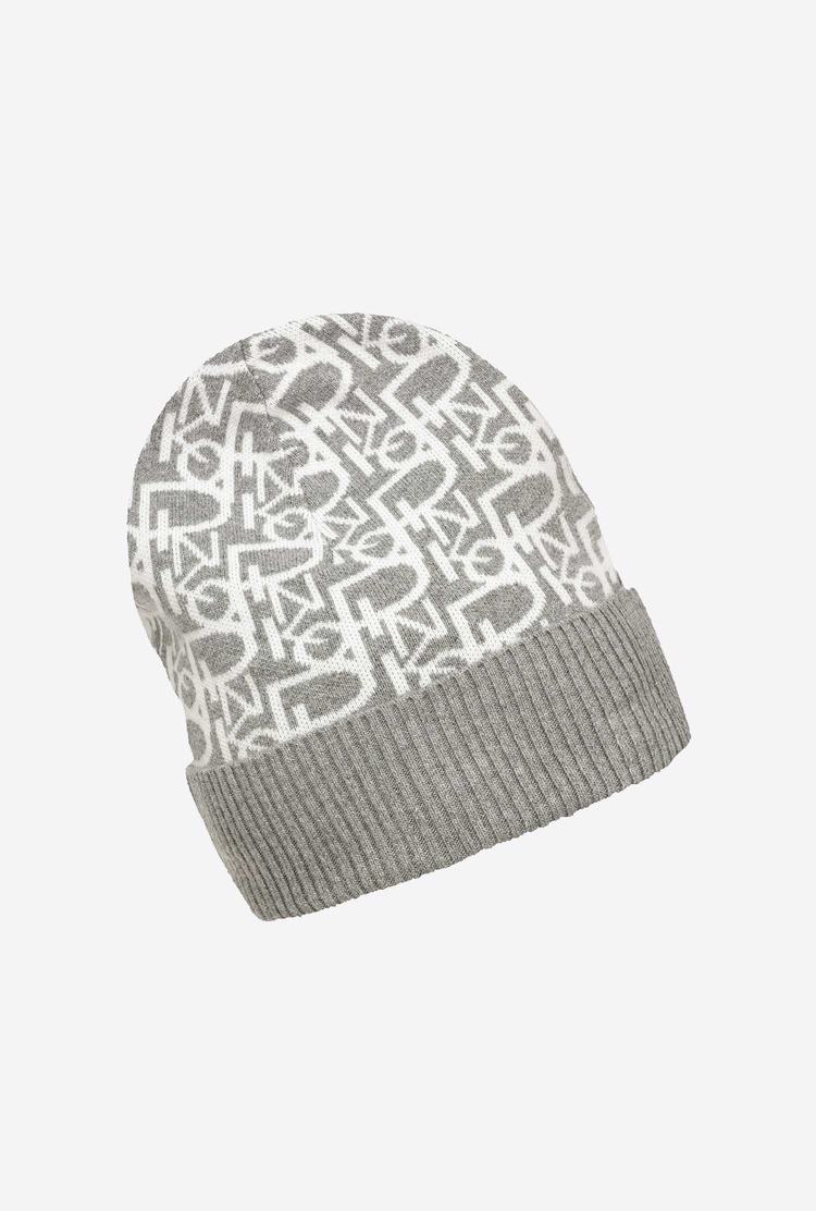 Women's Pinko Monogram Beanie Grey/White | Australia-82153499