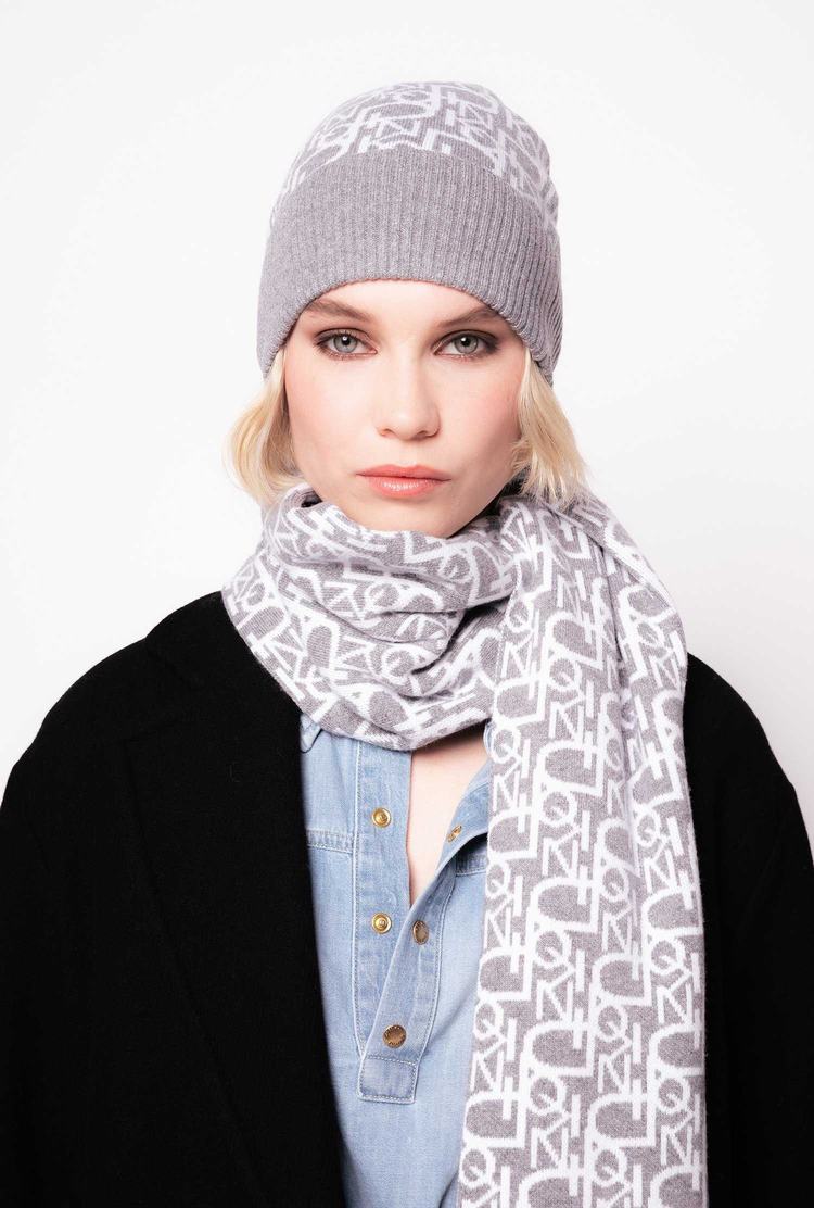 Women's Pinko Monogram Beanie Grey/White | Australia-82153499