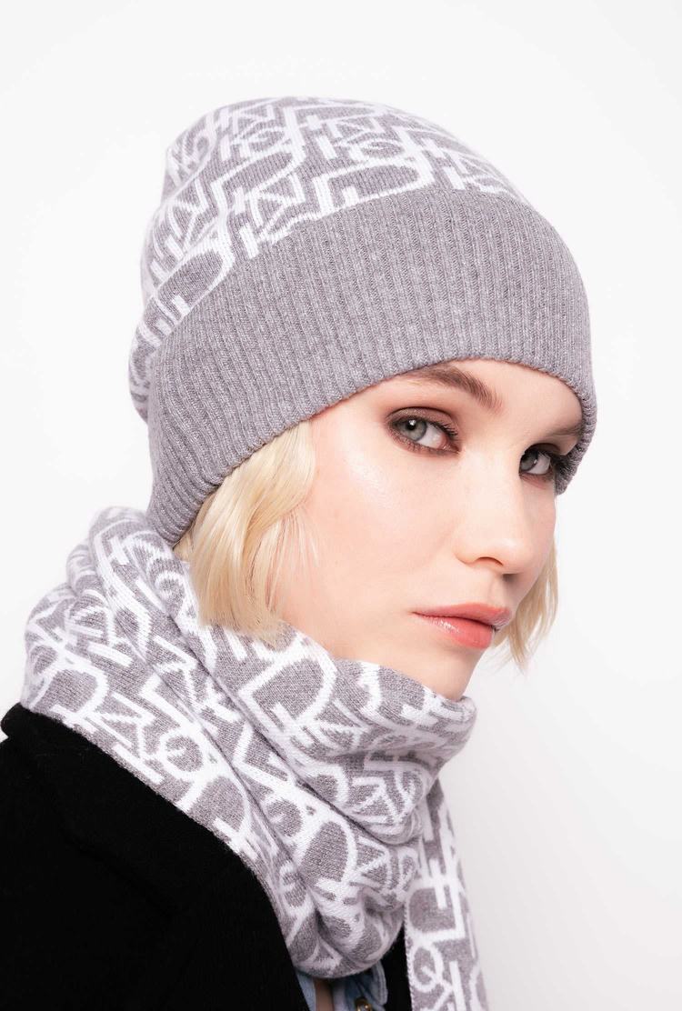 Women's Pinko Monogram Beanie Grey/White | Australia-82153499