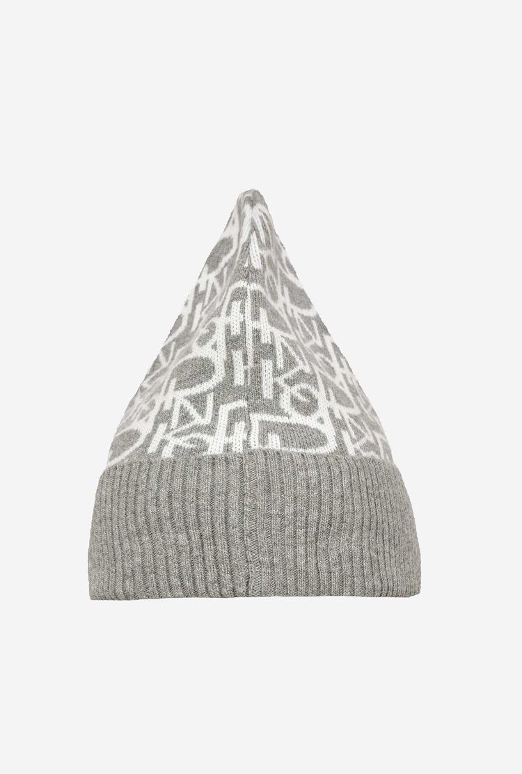 Women\'s Pinko Monogram Beanie Grey/White | Australia-82153499