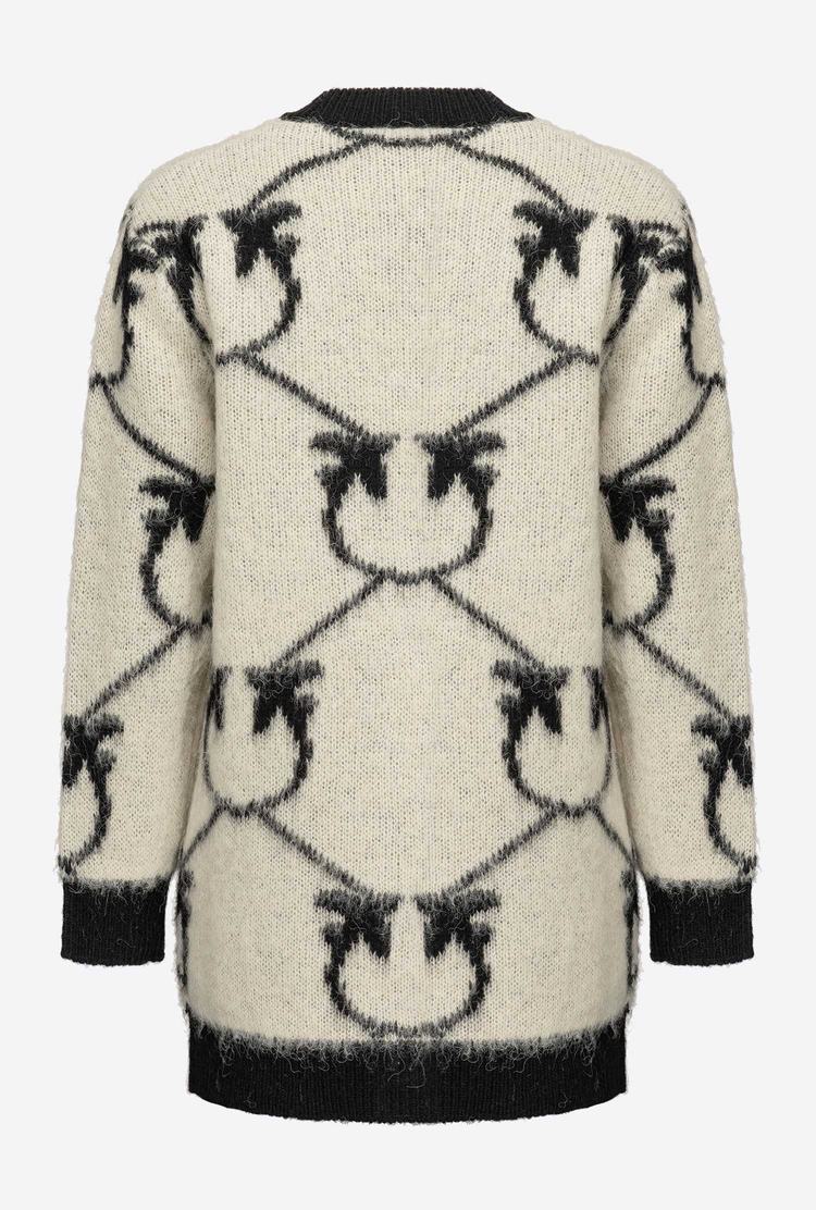 Women's Pinko Monogram Jacquard Cardigan Cream/Black | Australia-23165409