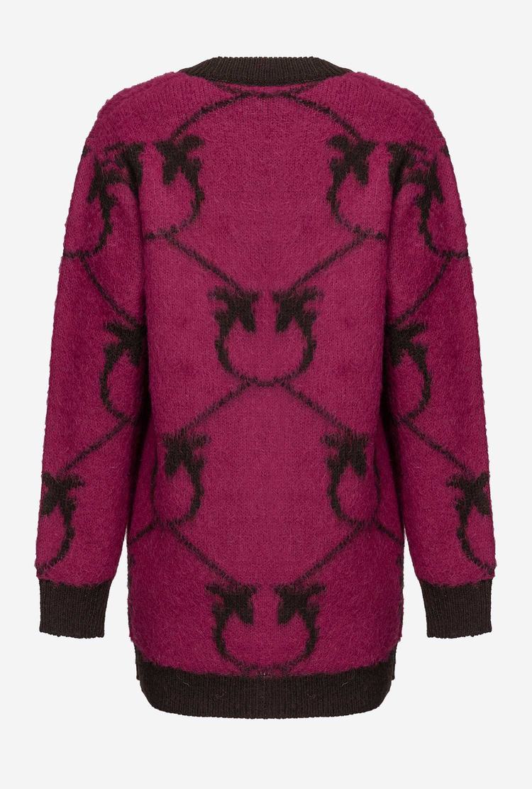 Women's Pinko Monogram Jacquard Cardigan Purple/Brown | Australia-83425109