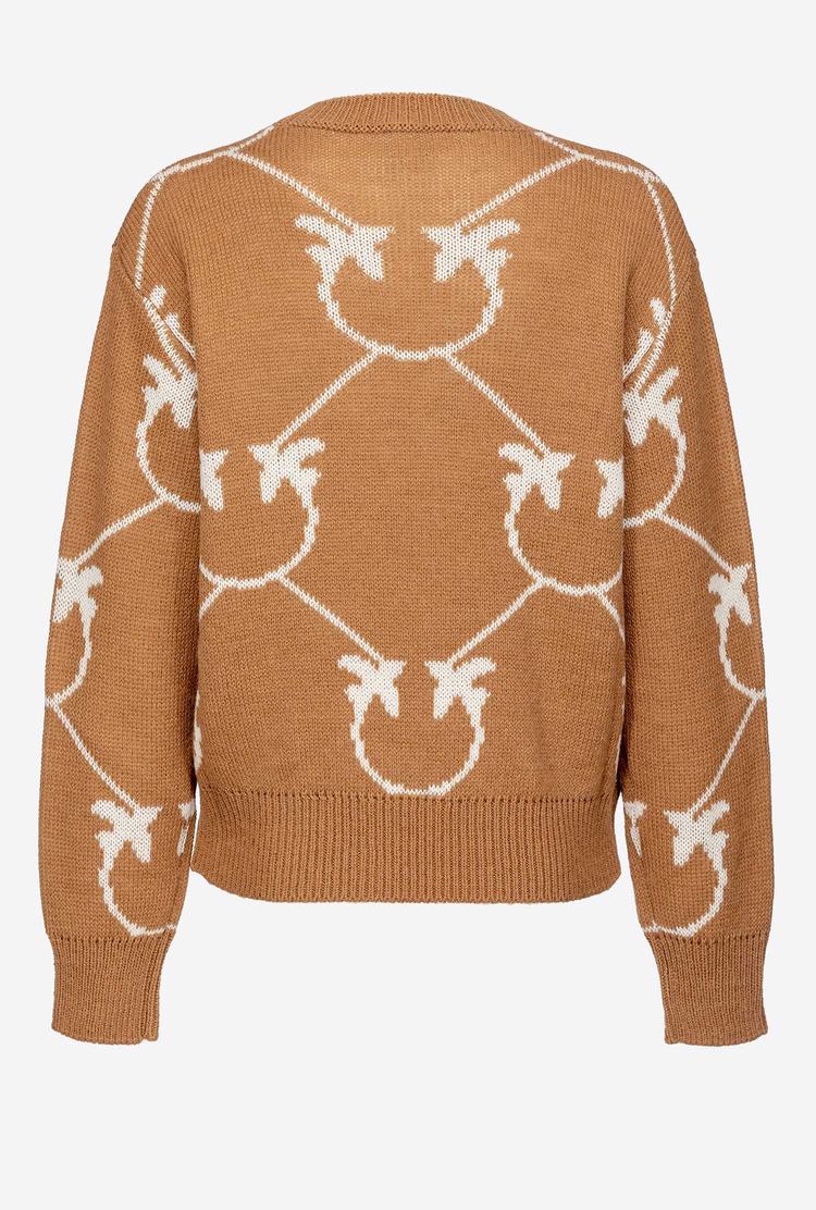 Women's Pinko Monogram Jacquard Pullover Brown/Beige | Australia-05418729