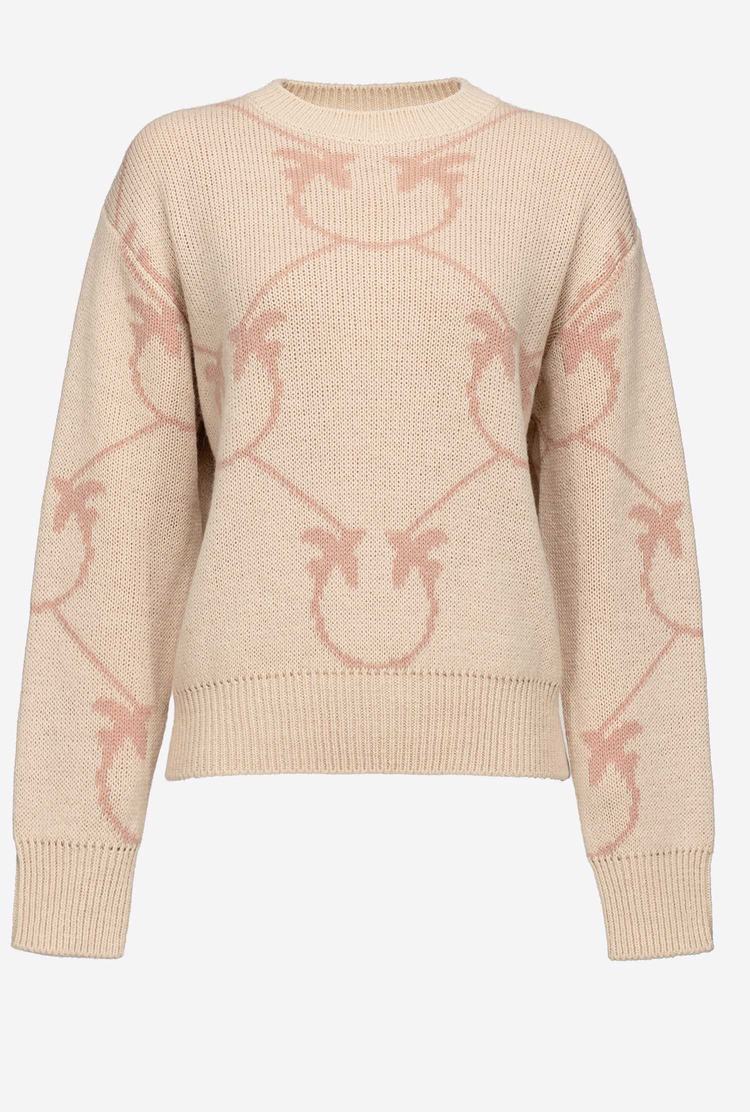 Women's Pinko Monogram Jacquard Pullover Cream/Pink | Australia-10782969