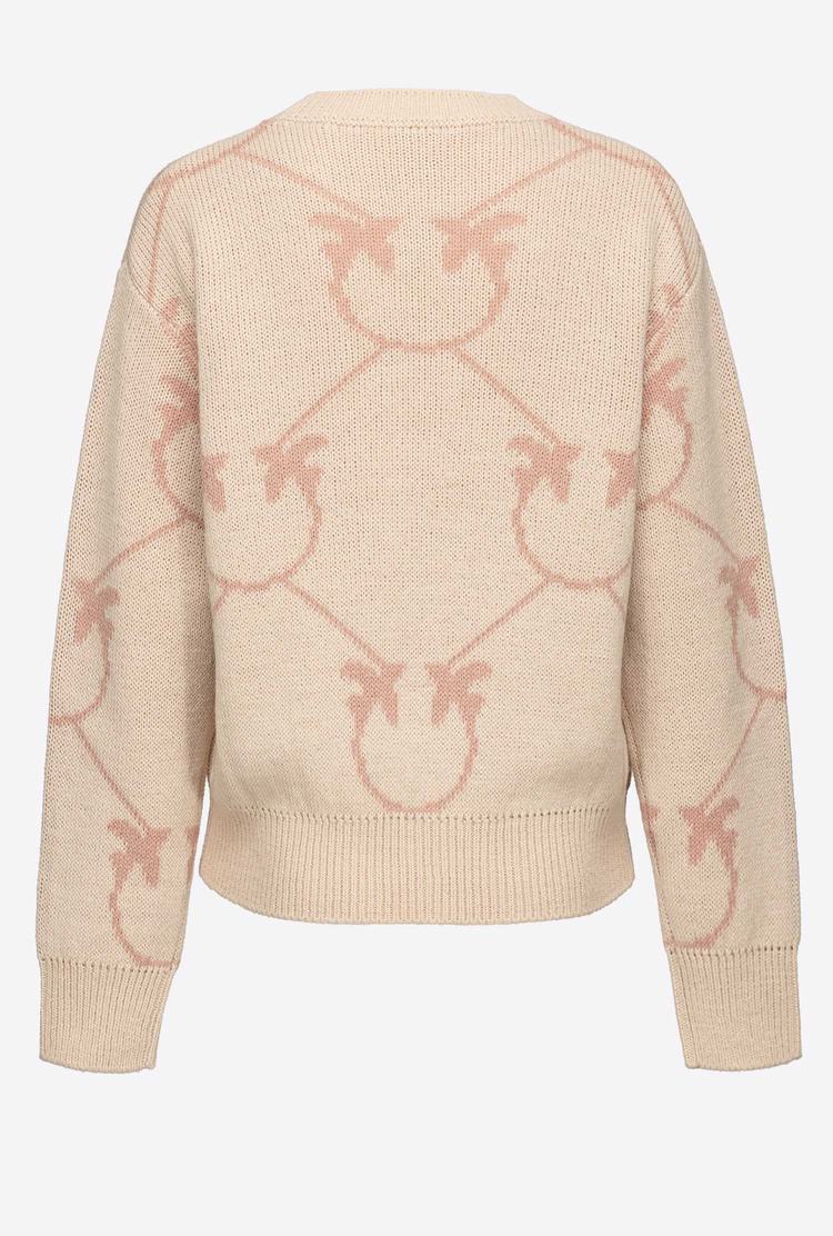 Women's Pinko Monogram Jacquard Pullover Cream/Pink | Australia-10782969