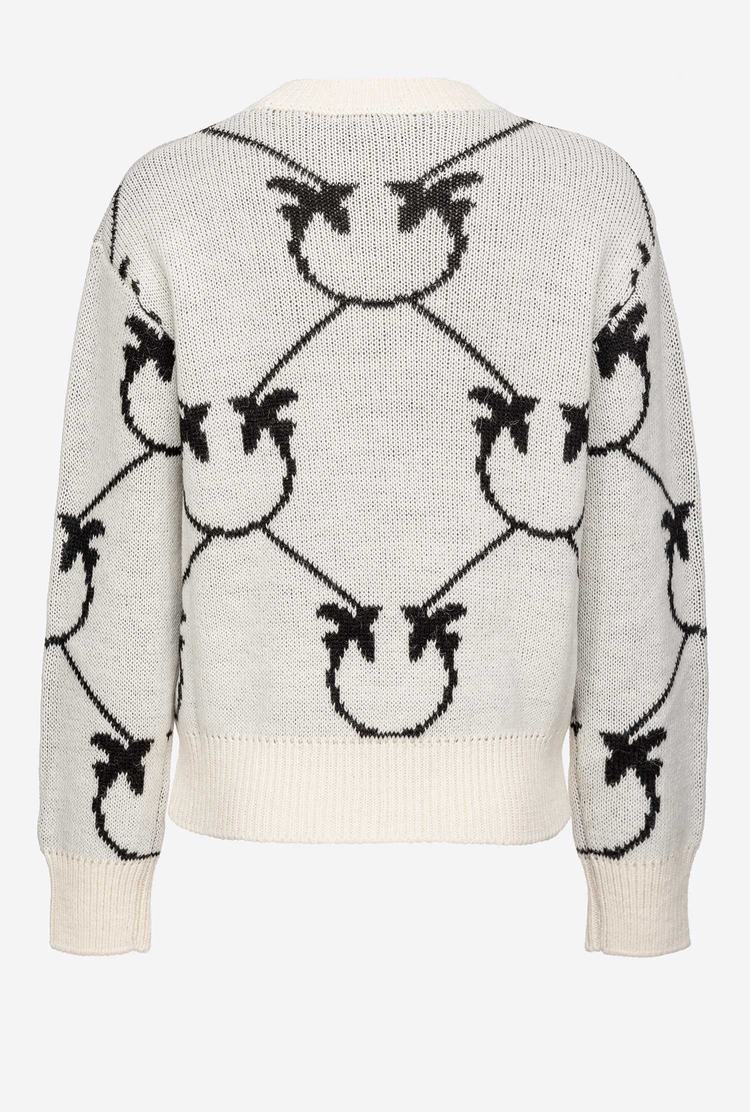 Women's Pinko Monogram Jacquard Pullover Cream/Black | Australia-38960459