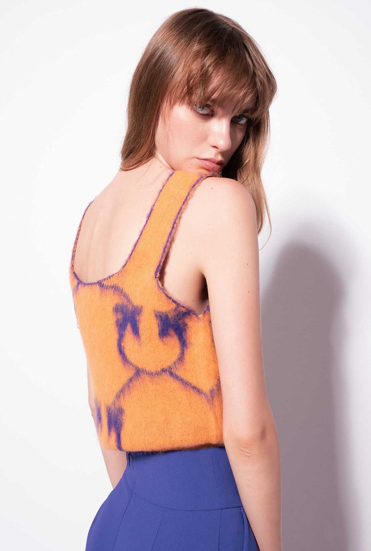 Women's Pinko Monogram Jacquard Tanks Orange/Purple | Australia-49280169