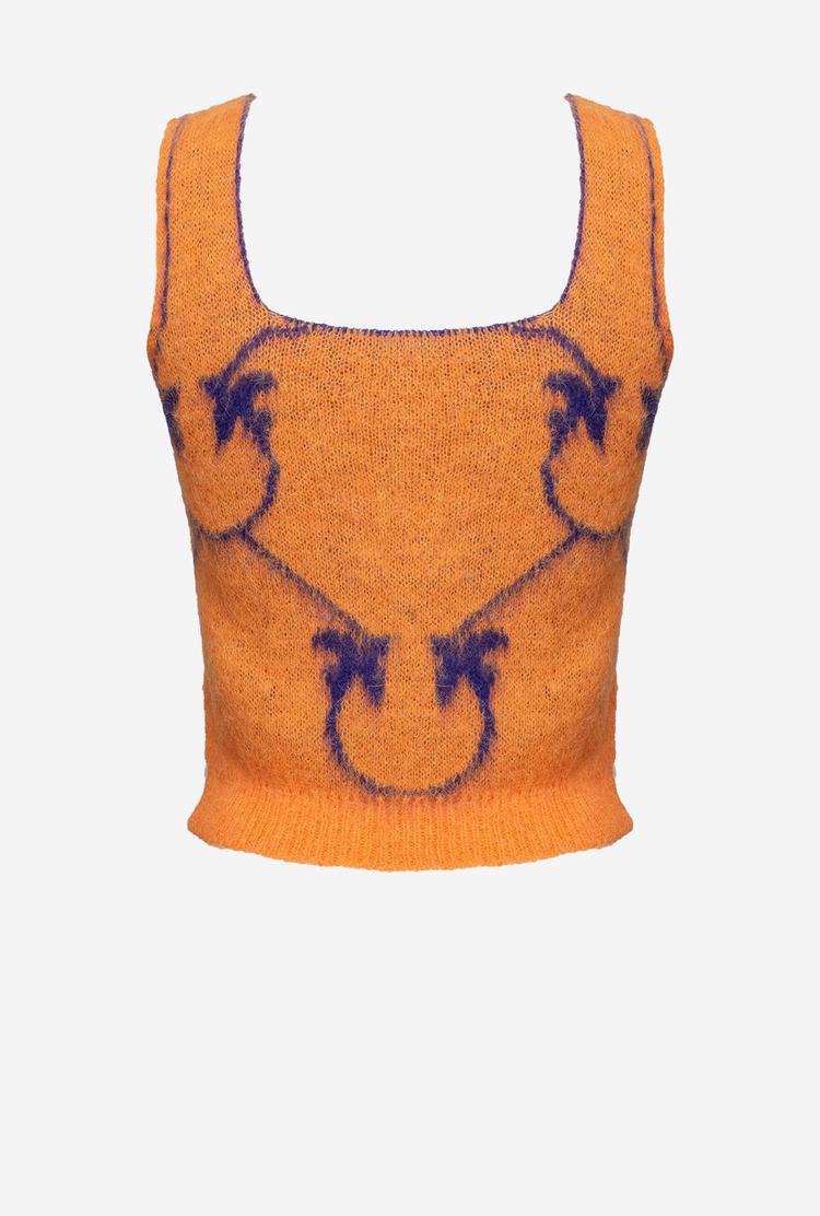 Women's Pinko Monogram Jacquard Tanks Orange/Purple | Australia-49280169