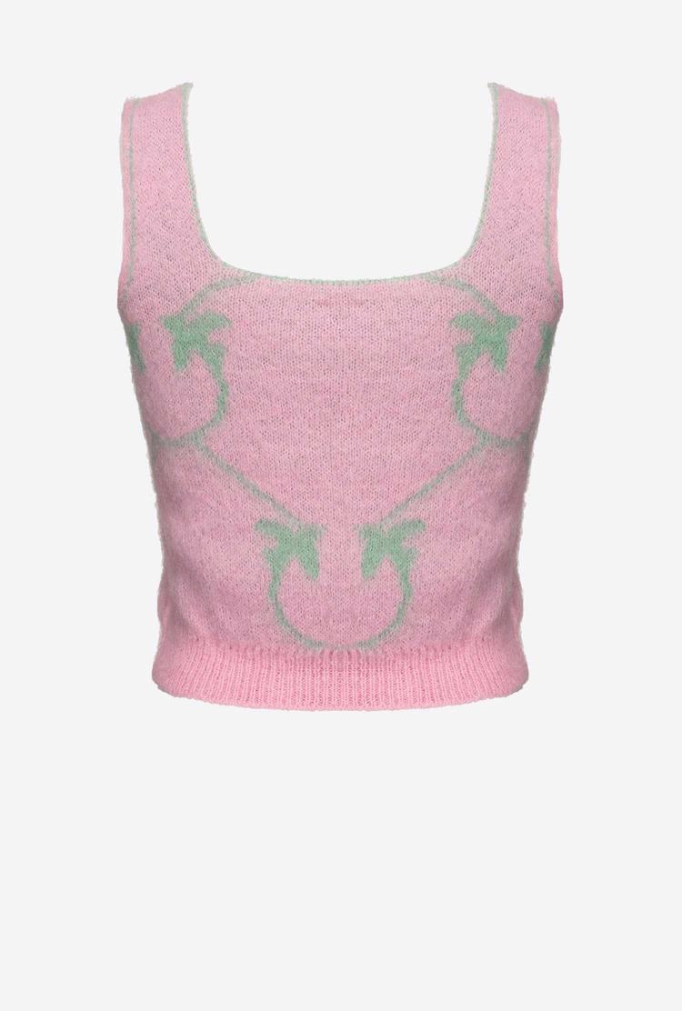 Women's Pinko Monogram Jacquard Tanks Pink/Green | Australia-06972319