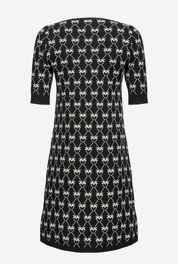 Women's Pinko Monogram Knit Dress Black/Cream | Australia-27065149