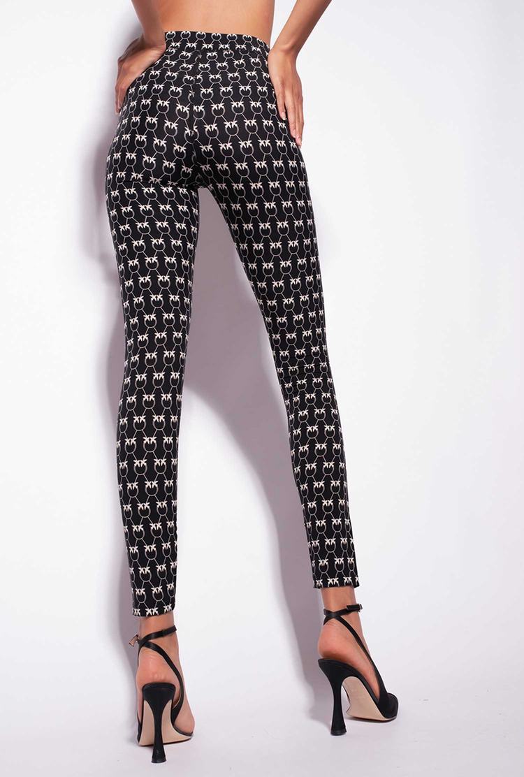 Women's Pinko Monogram Pants Black/Cream | Australia-69487059