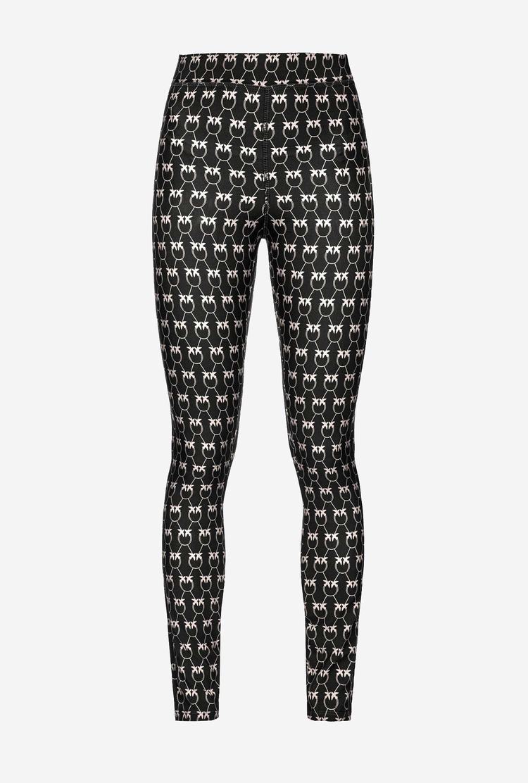 Women's Pinko Monogram Pants Black/Cream | Australia-69487059