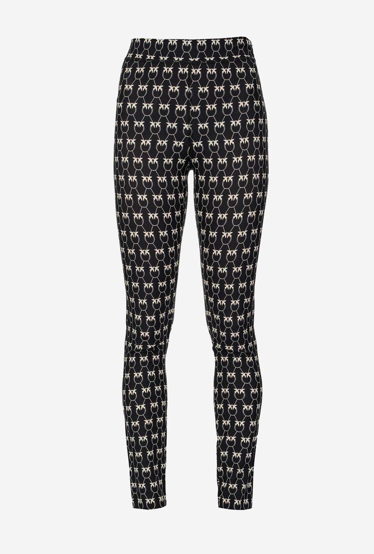 Women's Pinko Monogram Pants Black/Cream | Australia-83529609