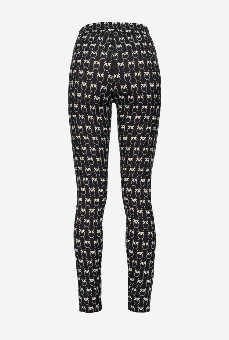 Women's Pinko Monogram Pants Black/Cream | Australia-83529609