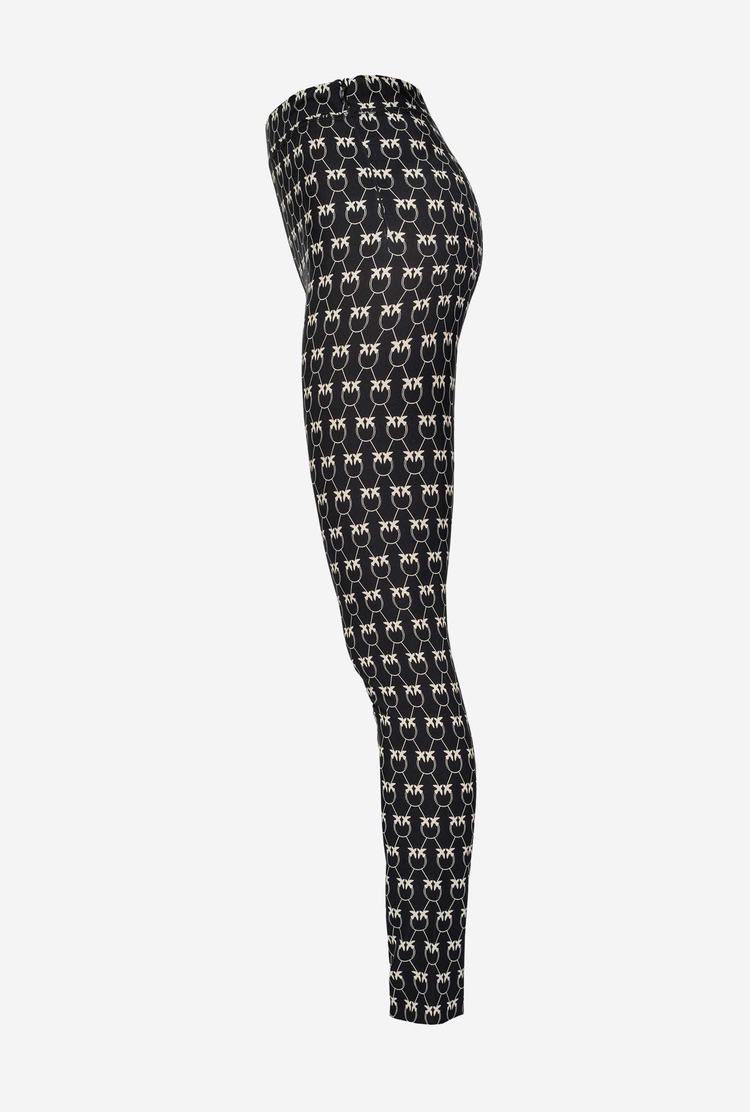 Women's Pinko Monogram Pants Black/Cream | Australia-83529609