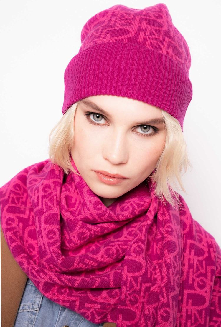 Women's Pinko Monogram Scarves Fuchsia/Pink | Australia-32760819