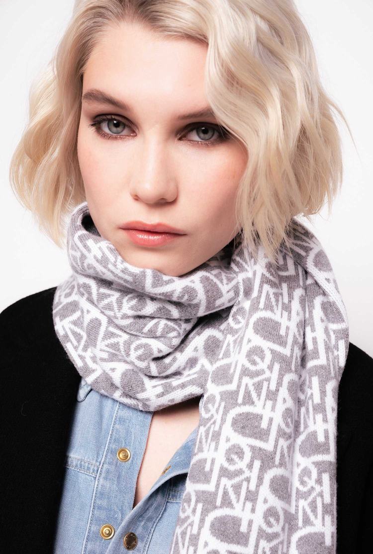 Women's Pinko Monogram Scarves Grey/White | Australia-42960739