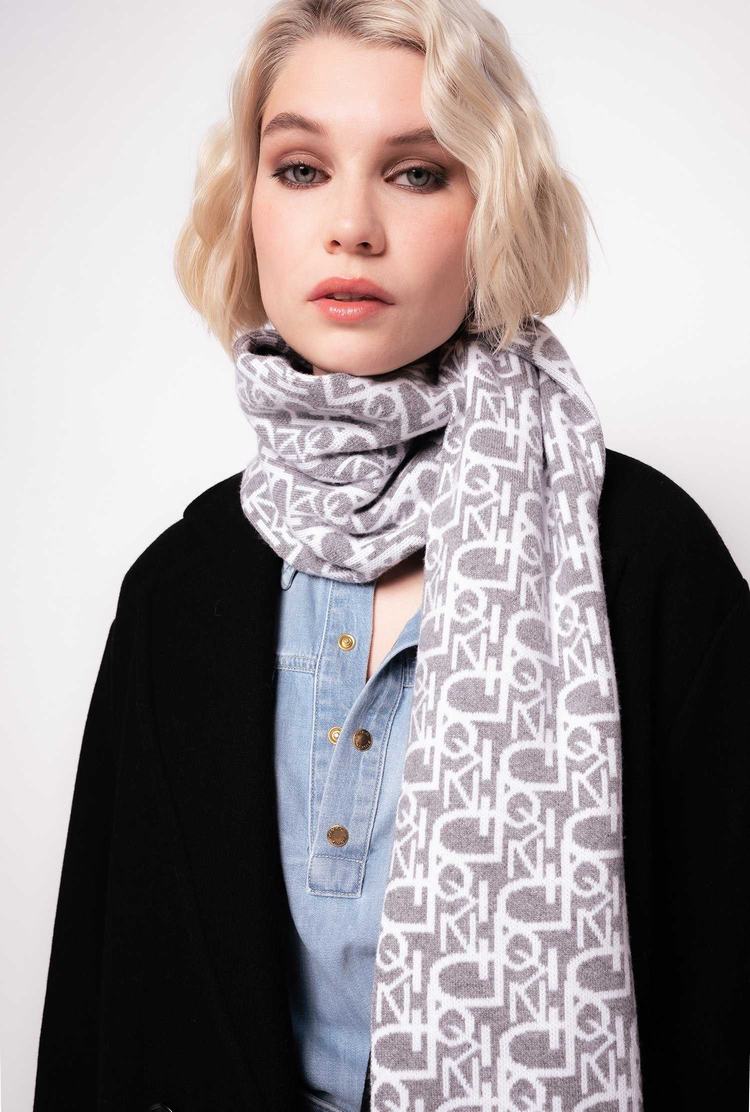 Women's Pinko Monogram Scarves Grey/White | Australia-42960739