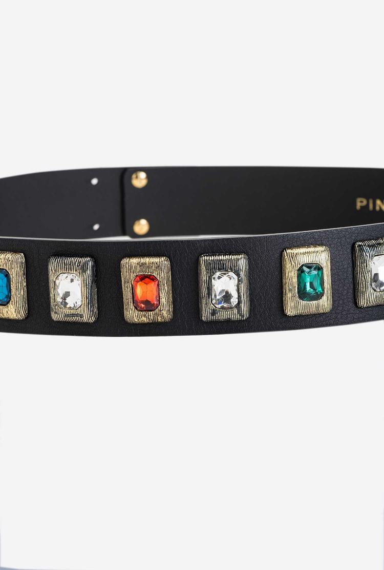 Women's Pinko Multi-coloured Stones Belts Black Gold | Australia-06983419