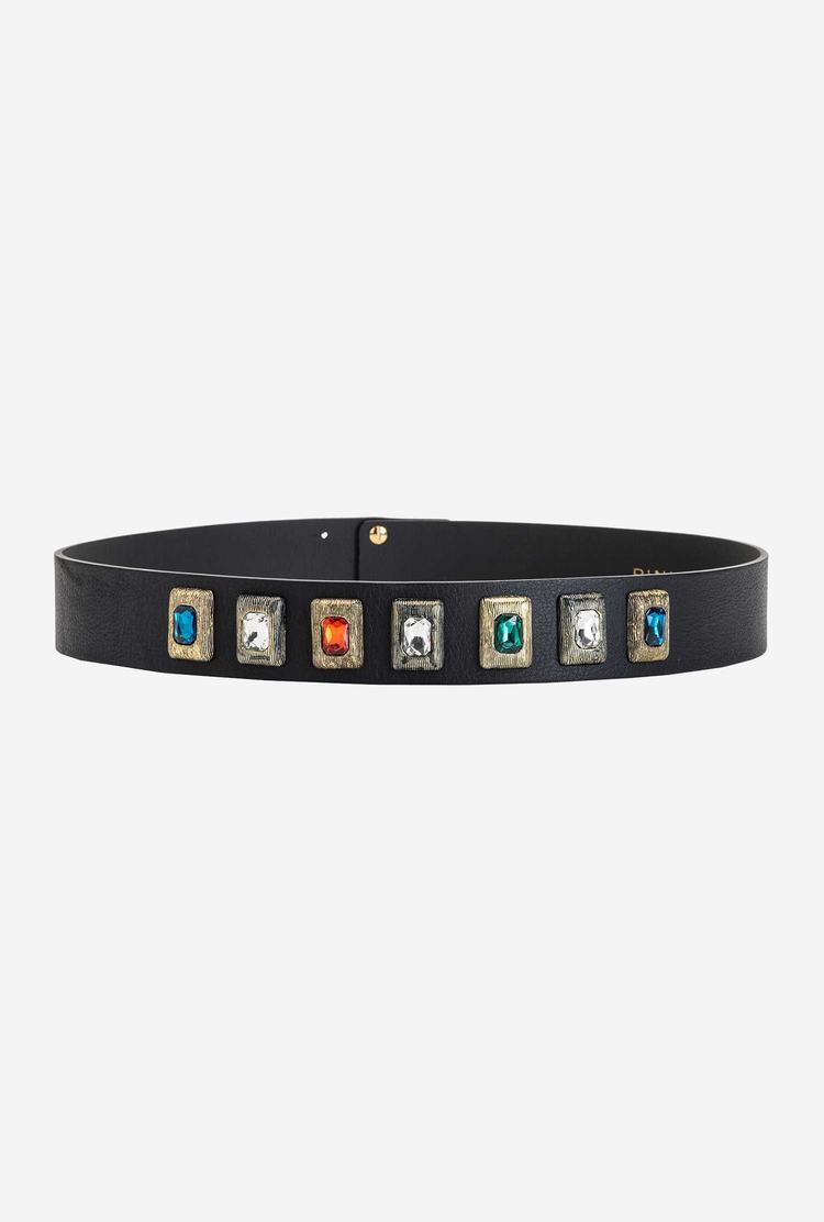 Women\'s Pinko Multi-coloured Stones Belts Black Gold | Australia-06983419