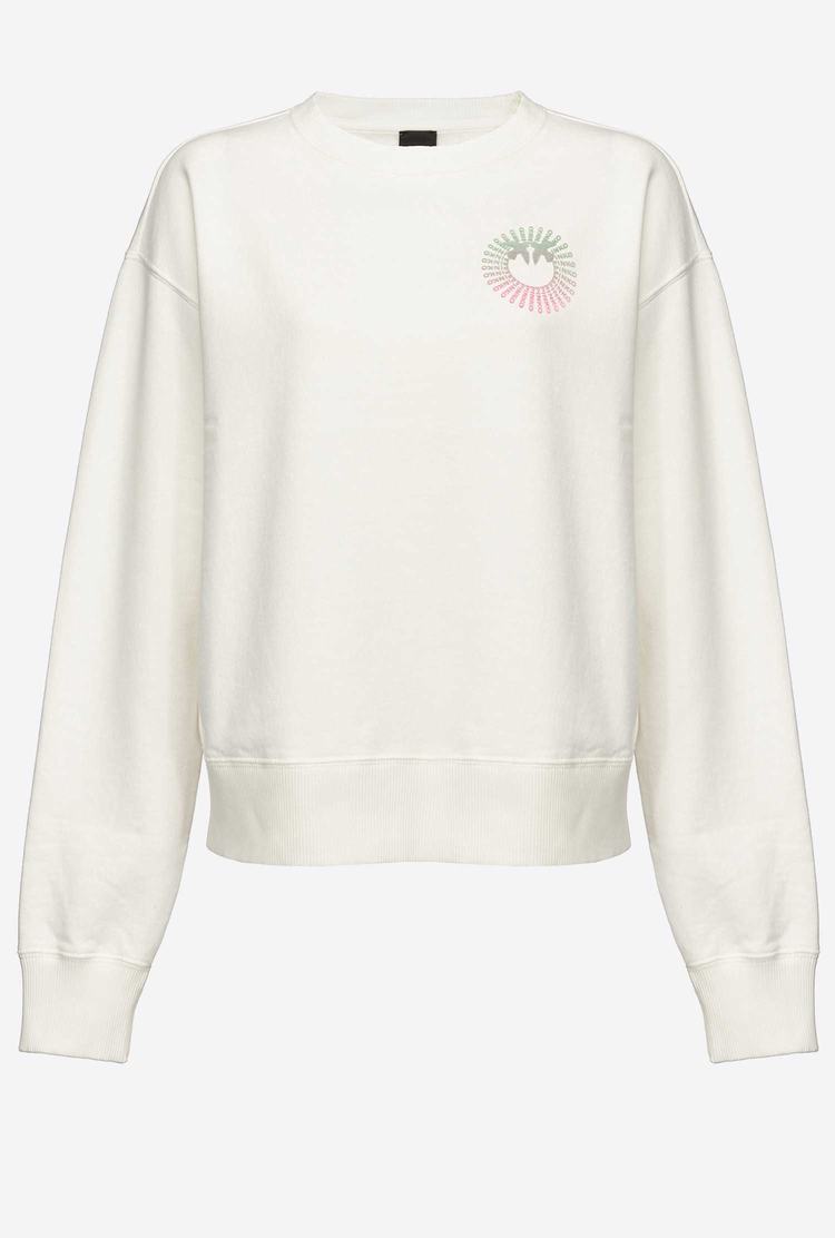 Women's Pinko Multicoloured Logo Sweatshirt White/Green/Fuchsia | Australia-27158409