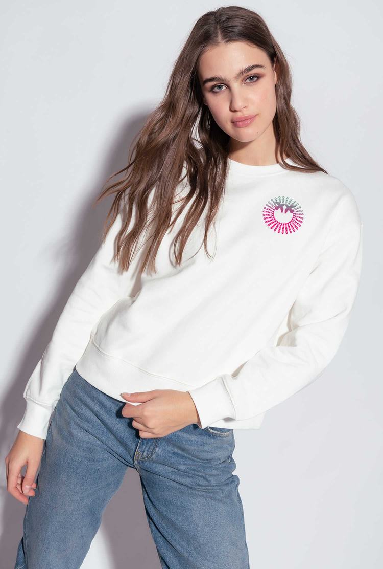 Women\'s Pinko Multicoloured Logo Sweatshirt White/Green/Fuchsia | Australia-27158409