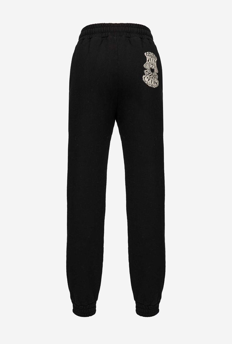 Women's Pinko Multicoloured Love Birds Logo Pants Black | Australia-50489739