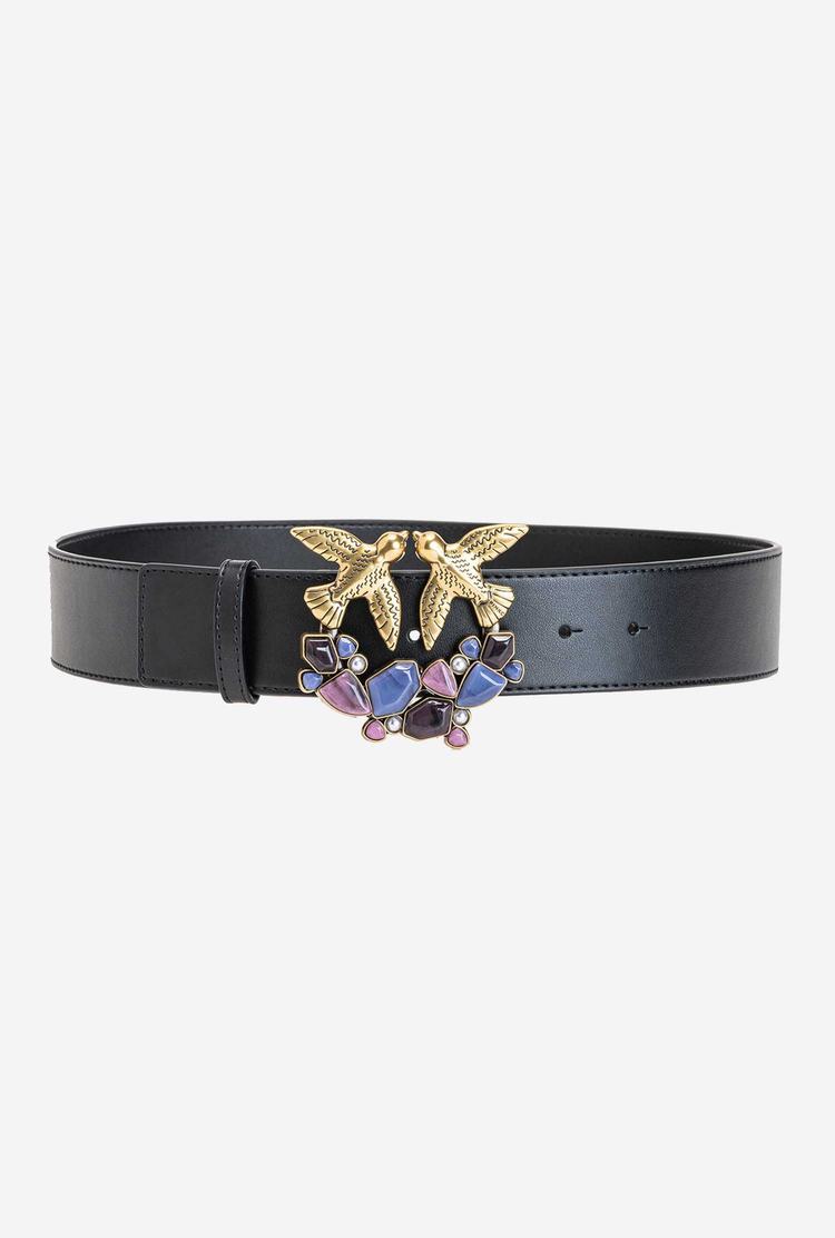 Women\'s Pinko Multicoloured Stones Belts Black Gold | Australia-20869579