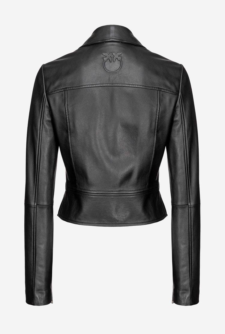 Women's Pinko Nappa Leather Biker Jacket Black | Australia-48716059