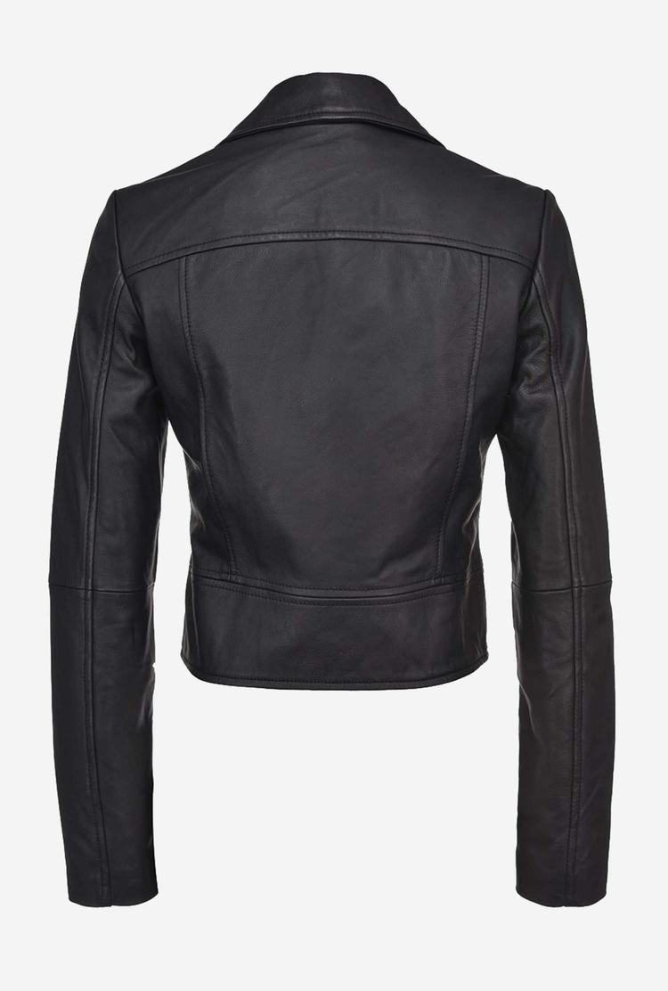 Women's Pinko Nappa Leather Biker Jacket Black | Australia-93750619