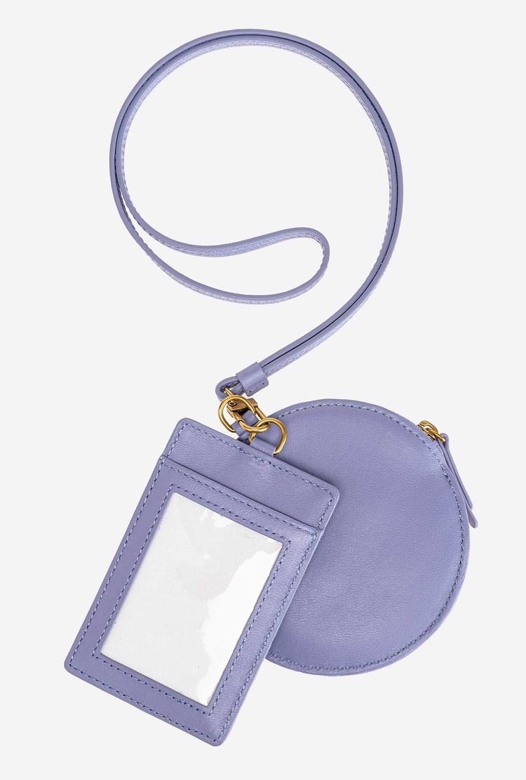 Women's Pinko Necklace Mini Love Bag Chevron Purses Lavender Gold | Australia-54628319