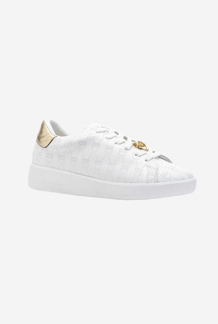 Women's Pinko New Monogram Sneakers White/Gold | Australia-05214689