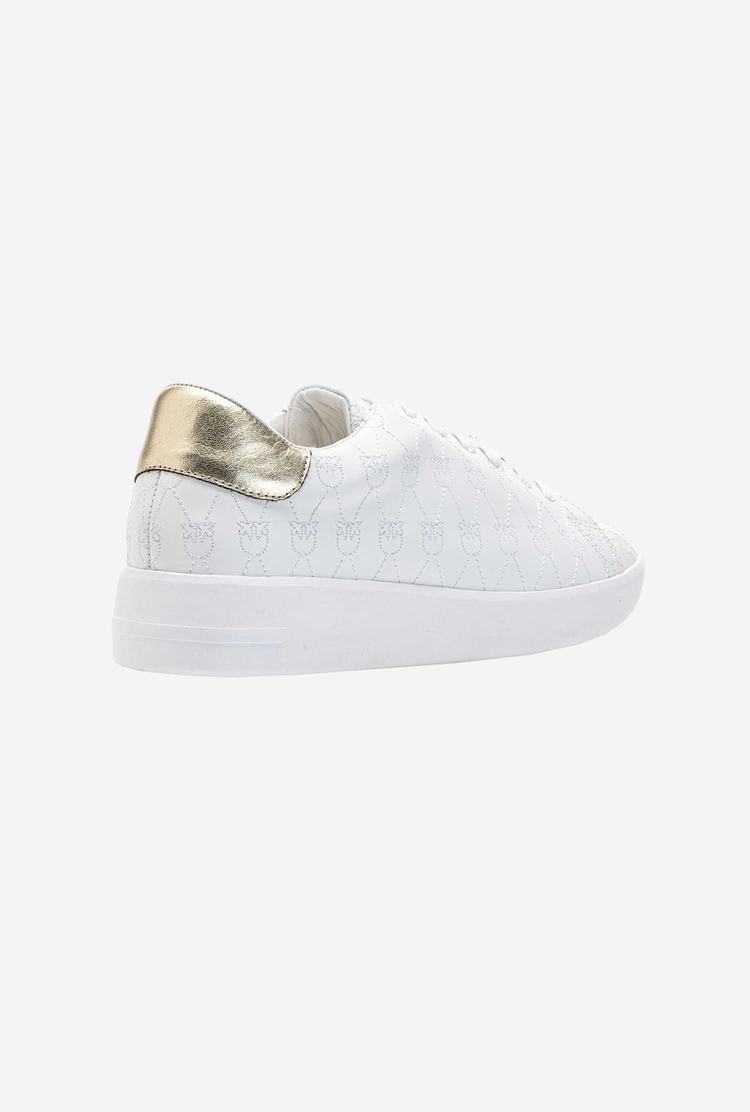 Women's Pinko New Monogram Sneakers White/Gold | Australia-05214689